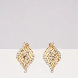 P.N.Gadgil Jewellers 14k Gold Twisted Leaf Stud Diamond Earrings For Women image 3