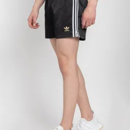 Adidas Originals Black Regular Fit Striped Sports Shorts image 3