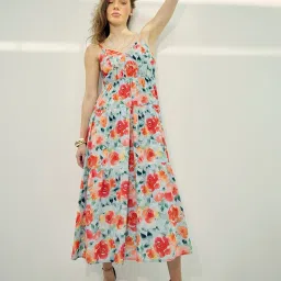 VIRGIO Multi Cotton Floral Sleeveless Dress image 1