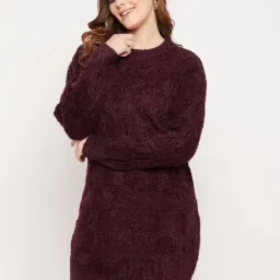MADAME Wine Textured Sweater-image-26
