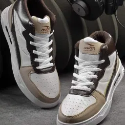 Asian BOSTON-11 Men's White Ankle High Sneakers image 1