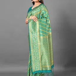Saree Mall Green Woven Saree With Unstitched Blouse image 3