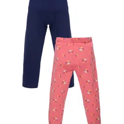 Plum Tree Kids Coral & Black Cotton Floral Print Leggings image 1