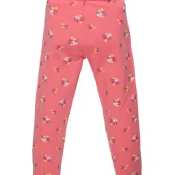 Plum Tree Kids Coral & Black Cotton Floral Print Leggings image 2