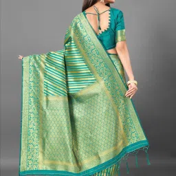 Saree Mall Green Woven Saree With Unstitched Blouse image 2