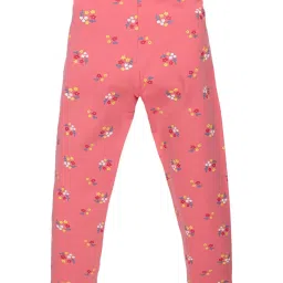 Plum Tree Kids Coral & Black Cotton Floral Print Leggings image 3