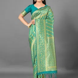 Saree Mall Green Woven Saree With Unstitched Blouse image 1