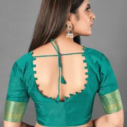 Saree Mall Green Woven Saree With Unstitched Blouse image 5