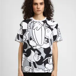Forever 21 Black & White Cotton Printed T-Shirt image 1