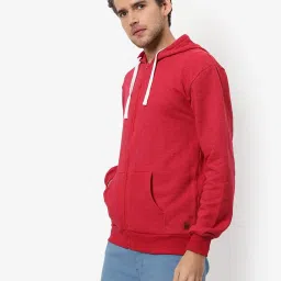 Campus Sutra Red Cotton Regular Fit Hooded Sweatshirt image 3