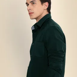 Moda Rapido Men Standard Slim Fit Spread Collar Solid Cotton Casual Shirt image 3