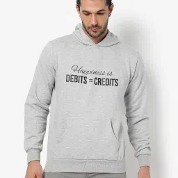 Campus Sutra Grey Cotton Regular Fit Printed Hooded Sweatshirt image 3