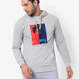 Campus Sutra Grey Cotton Regular Fit Printed Hooded Sweatshirt image 3
