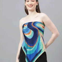 Tossido Blue Printed Scarf & Bag Scarf Set image 3