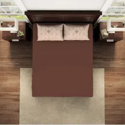 Spaces Reagalis Printed Brown Cotton Double Bed Sheet with 2 Pillow Covers image 3