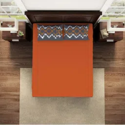 Spaces Geostance Printed Red Cotton Double Bed Sheet with 2 Pillow Covers image 3