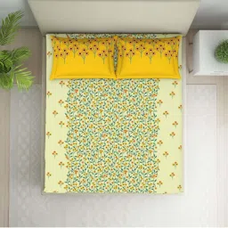 Welspun Printed Light Green Cotton Double Bed Sheet with 2 Pillow Covers image 3