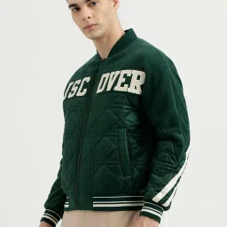 United Colors of Benetton Green Regular Fit Bomber Jacket image 3