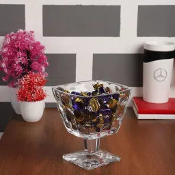 Incrizma Transparent Glass Footed Bowl (800 ml) - Set of 1 image 1