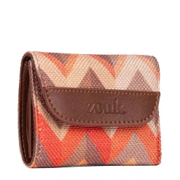 ZOUK Tidal Wave Orange Printed Tri-Fold Wallet for Women image 3