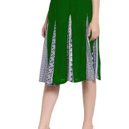 PATRORNA Dark Green Printed Midi Skirt image 3