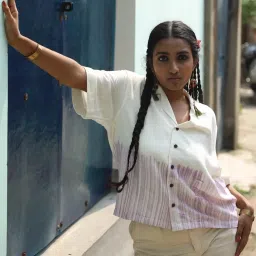 quirkybae Quirky Bae White & Purple Printed Shirt image 1