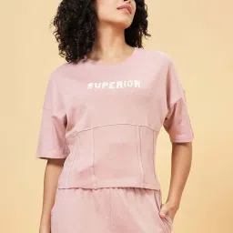 Ajile by Pantaloons Pink Cotton Printed T-Shirt image 1