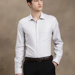 Turtle Grey Slim Fit Self Design Shirt image 1