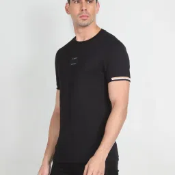 Arrow New York Black Cotton Regular Fit Printed T-Shirt image 3