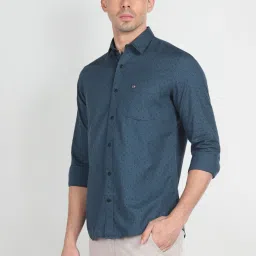 Arrow Sport Blue Cotton Slim Fit Printed Shirt image 3