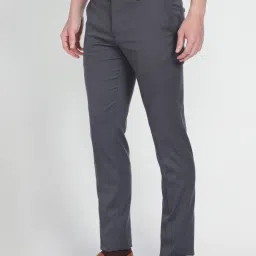 Arrow Grey Cotton Slim Fit Self Pattern Trousers image 3