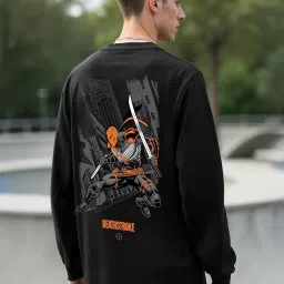 Bewakoof Men's Black Deathstroke Graphic Printed Oversized T-Shirt image 1