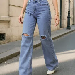 Bewakoof Blue Solid Jeans image 1