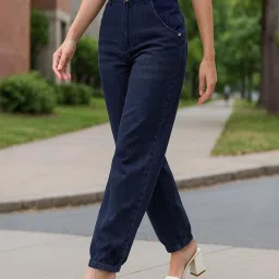 Bewakoof Dark Navy Relaxed Fit High Rise Jeans image 1