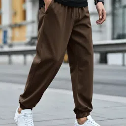 Bewakoof Men's Chocolate Brown Oversized Brushed Jogger image 1