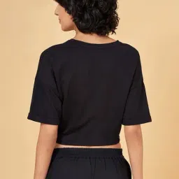 Ajile by Pantaloons Black Cotton Sports Cropped T-Shirt image 2