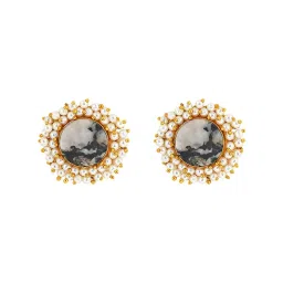Teejh Roop Grey Druzy Stone Stud Earrings image 3