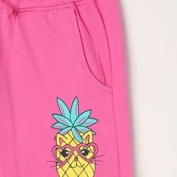 Fame Forever by Lifestyle Kids Pink Cotton Printed Trackpants image 3