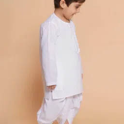 AJ Dezines Kids White Cotton Embroidered Full Sleeves Kurta Set image 3