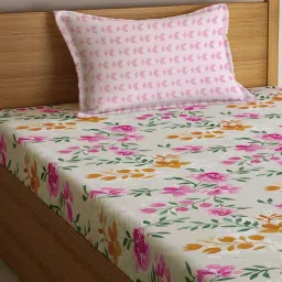 Klotthe Multicolor Cotton Blend 300 TC Single Bedsheet With 1 Pillow Cover image 3