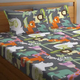 Klotthe Multicolor Cotton Blend 300 TC Double Bedsheet With 2 Pillow Covers image 3
