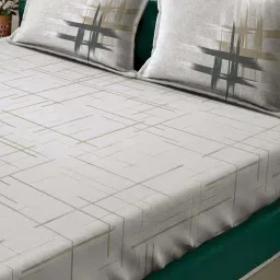 Klotthe Grey Cotton 400 TC Double Bedsheet With 2 Pillow Covers image 3