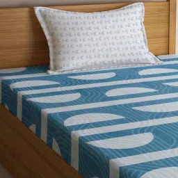 Klotthe Green Cotton Blend 300 TC Single Bedsheet With 1 Pillow Cover image 3