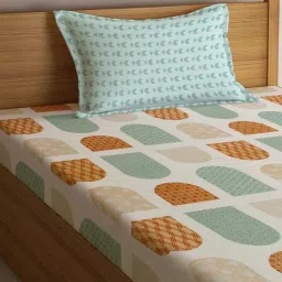 Klotthe Multicolor Cotton Blend 300 TC Single Bedsheet With 1 Pillow Cover image 3