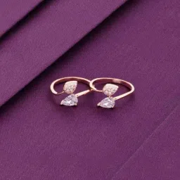 Kai Jewel Sterling Silver Rose Gold Floral Solitaire Toe Ring-image-33