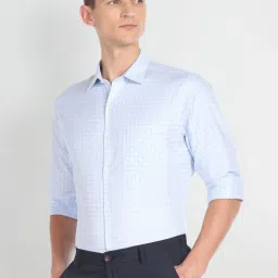 Arrow Green Cotton Regular Fit Checks Shirt image 3