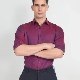 Arrow Purple Cotton Regular Fit Self Pattern Shirt image 3
