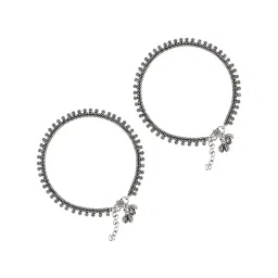 Teejh Spoorthi Silver Oxidized Ghungroo Pair of Anklet image 3
