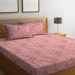 Klotthe Pink 400 TC Cotton Double Bedsheet with 2 Pillow Covers image 1