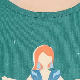 Clovia Green Graphic Print Top With Shorts image 4